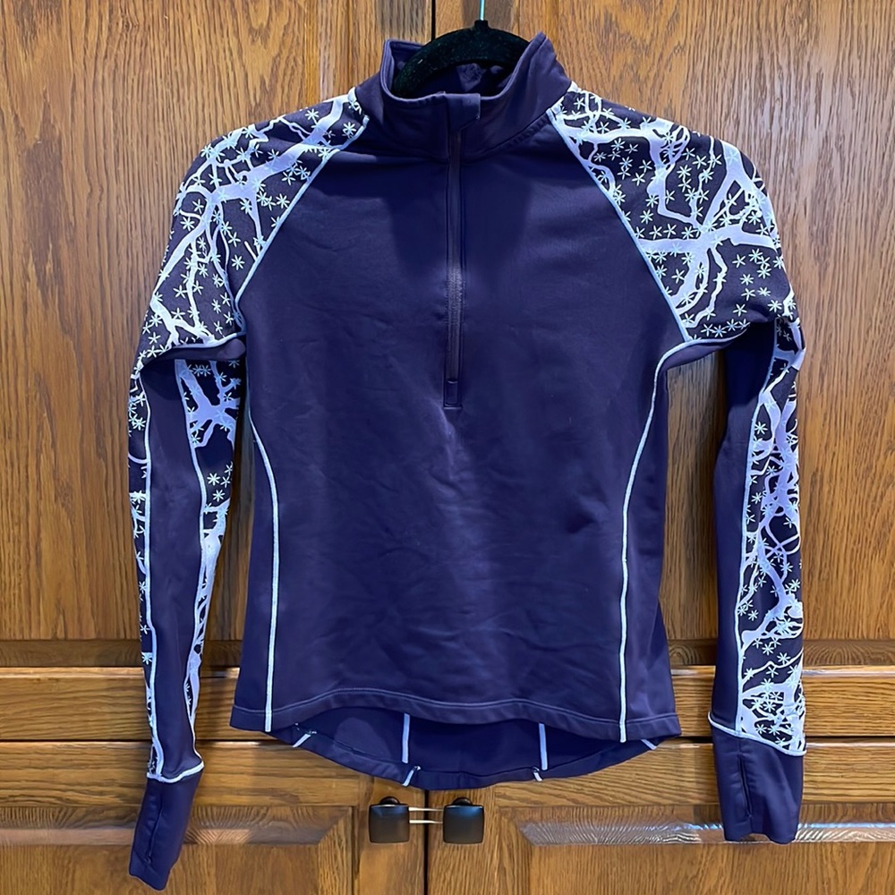 Zoot half zip size S purple with snowflake like design athletic sweater